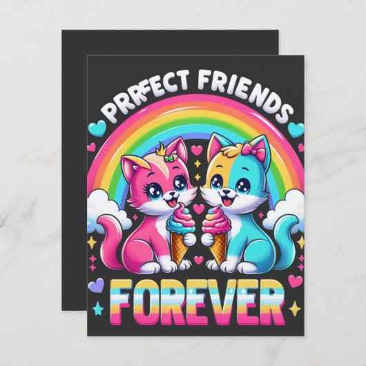 Purfect Friends Foreverかわいいかわいい猫 招待状 (正面/裏面)