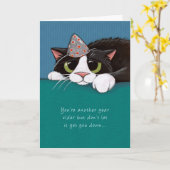 Purfection Tuxedo猫の誕生日カード カード (黄色い花)