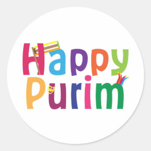 Purimの幸せな多彩なデザイン ラウンドシール