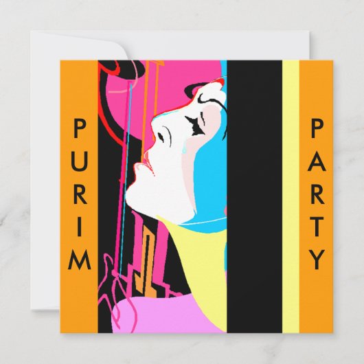 Purimの衣裳の仮面舞踏会の催しの招待状 招待状 (正面)