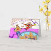 Purimはここにあります! 衣裳カードのHamantaschen カード (黄色い花)