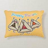 PurimはペストリーSameach Oznei Hamanをhamantaschen アクセントクッション (正面)