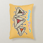 PurimはペストリーSameach Oznei Hamanをhamantaschen アクセントクッション (正面(垂直))