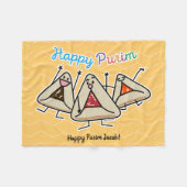 PurimはペストリーSameach Oznei Hamanをhamantaschen フリースブランケット (正面(横))