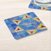 Purim幸せなHamentashenのコースター スクエアペーパーコースター (アングル)