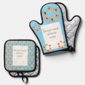 Purim Hamantaschen写真ブルー背景 鍋つかみ&鍋敷きセット (正面/裏面)