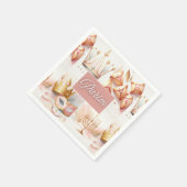 Purim Jewish Esther Pink Gold Watercolor Cute スタンダードカクテルナプキン (角)