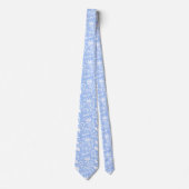 Purim Tie in Blue & White with Hebrew Happy Purim ネクタイ (正面)