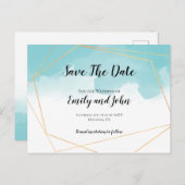 Purist Blue Water Color Geometric日付を保存 ポストカード (正面/裏面)