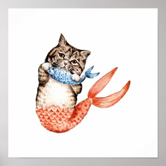 Purmaid猫の人魚 ポスター Zazzle Co Jp