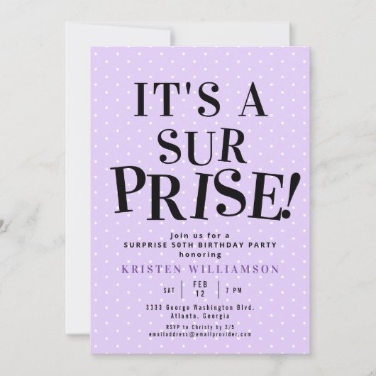 Purpleサプライズ50誕生日 招待状 (正面)