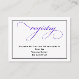 Purpleスクリプトの結婚レジストリ情報カード エンクロージャーカード