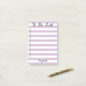 Purpleパーソナライズされたチェッストライプのクリスト ポストイット (デスク上)