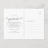 Purple卒業日を保存フォトスクリプトハート インビテーションポストカード (裏面)