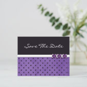 Purple日付のポストカー結婚ドテンプレートを保存 案内ポストカード (スタンド正面)
