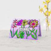 Purple お洒落 Hello and 考える's You カード (黄色い花)