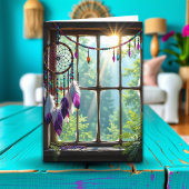 Purple かわいらし Dreamcatcher in Window誕生日 カード