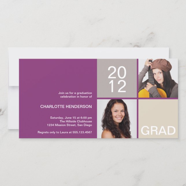 Purple モダン block class of grad announcement (正面)