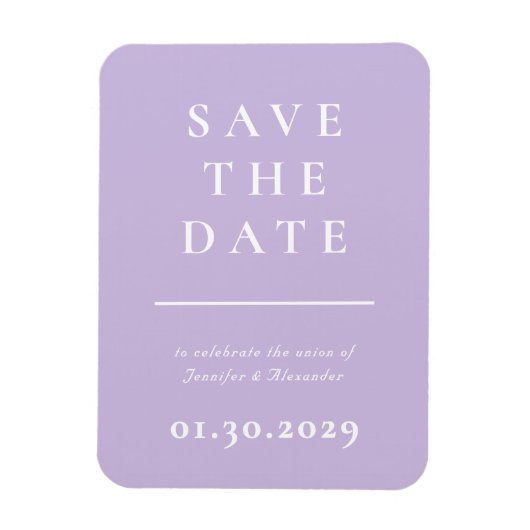 Purple モダン Save the Date Magnet マグネット (縦)