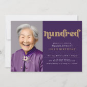 Purple 100th Birthday Partyへの招待 招待状 (正面)