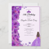 Purple 18th Birthday Roses and Dress Debut 招待状 (正面)