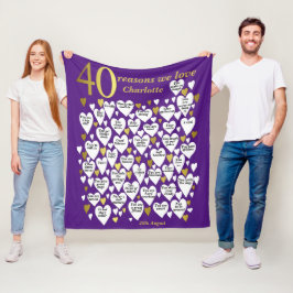 Purple 40th Birthday 40私たちはあなたを愛する理由 フリースブランケット