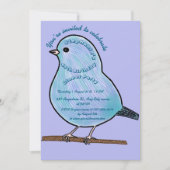 Purple 45th Birthday Cute Bird Dinner Party  招待状 (正面)