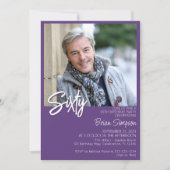 Purple 60誕生日写真 招待状 (正面)