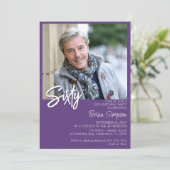 Purple 60誕生日写真 招待状 (スタンド正面)