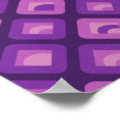 Purple 70sレトロサンセットキューブパターン ポスター (角)