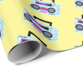 Purple 80s 90sスローバックミュージックラッピング紙 ラッピングペーパー (ロールコーナー)