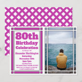 Purple 80th Birthday Partyへの招待 招待状 (正面/裏面)