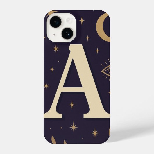 "Purple A Letter Phone Case – Cute Starry Design,  iPhoneケース (裏面)