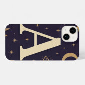 "Purple A Letter Phone Case – Cute Starry Design,  iPhoneケース (裏面横)