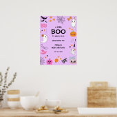 Purple A Little Boo Halloween Baby Shower Welcome  ポスター (キッチン)