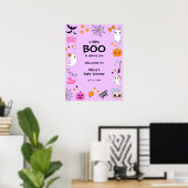 Purple A Little Boo Halloween Baby Shower Welcome  ポスター (ホームオフィス)