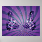 Purple Abstract Butterfly with Radiant Wings ポスター (正面)