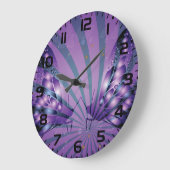 Purple Abstract Butterfly with Radiant Wings ラージ壁時計 (傾斜)