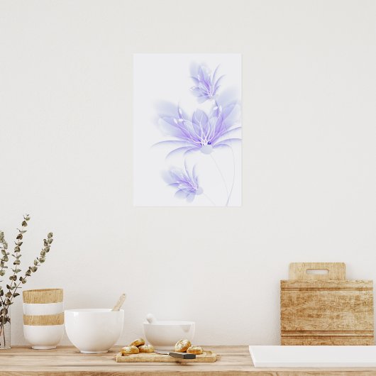 Purple abstract flower art poster ポスター (キッチン)