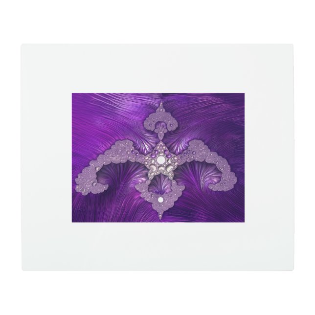 Purple Abstract Fractal Bird メタルプリント (正面)