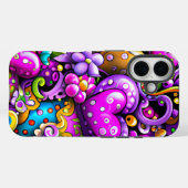 Purple Abstract Hearts and Flowers Case-Mate iPhoneケース (裏面 (横))