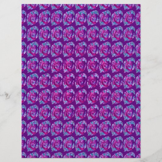 Purple Abstract Roses Scrapbook Paper 2-Sided Page (正面)