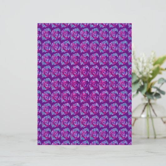 Purple Abstract Roses Scrapbook Paper 2-Sided Page (スタンド正面)