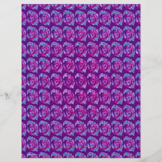 Purple Abstract Roses Scrapbook Paper 2-Sided Page (裏面)