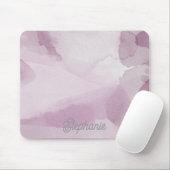 Purple Abstract Watercolor Personalized Mouse Pad マウスパッド (マウス)
