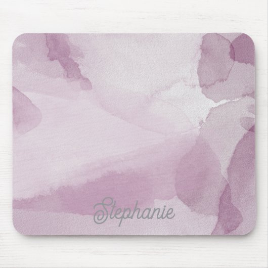 Purple Abstract Watercolor Personalized Mouse Pad マウスパッド (正面)