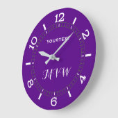 Purple Accent Decor Dial Easily Personalized ラージ壁時計 (傾斜)