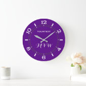 Purple Accent Decor Dial Easily Personalized ラージ壁時計 (ホーム)