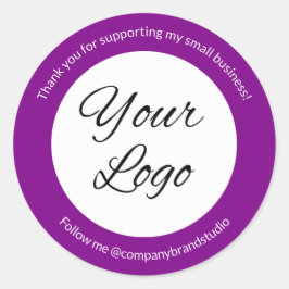 Purple Add Logo Small Business Thank You ラウンドシール