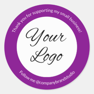 Purple Add Logo Small Business Thank You ラウンドシール